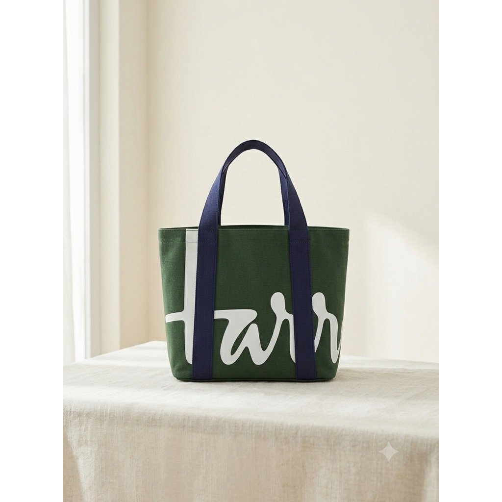Harrods Green Tote Bag Original | Tas Tote Harrods Canvas Premium | Daily Bag | Shopping Bag | Unise
