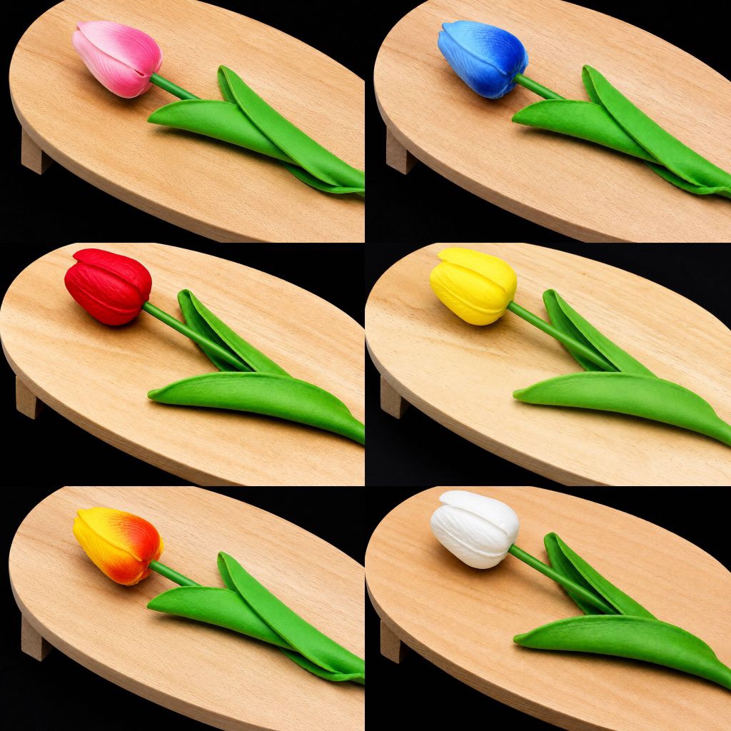 Bunga Tulip Artificial Biru Gradasi Pink Merah Putih Kuning Orens Latex Hiasan Ruangan Taman Cafe