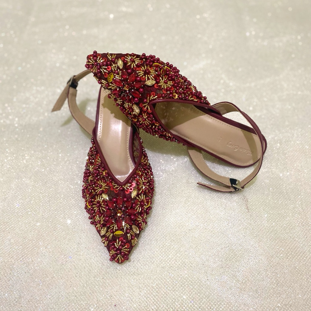 TISYA MAROON WEDDING SHOES SEPATU NIKAH SEPATU PESTA