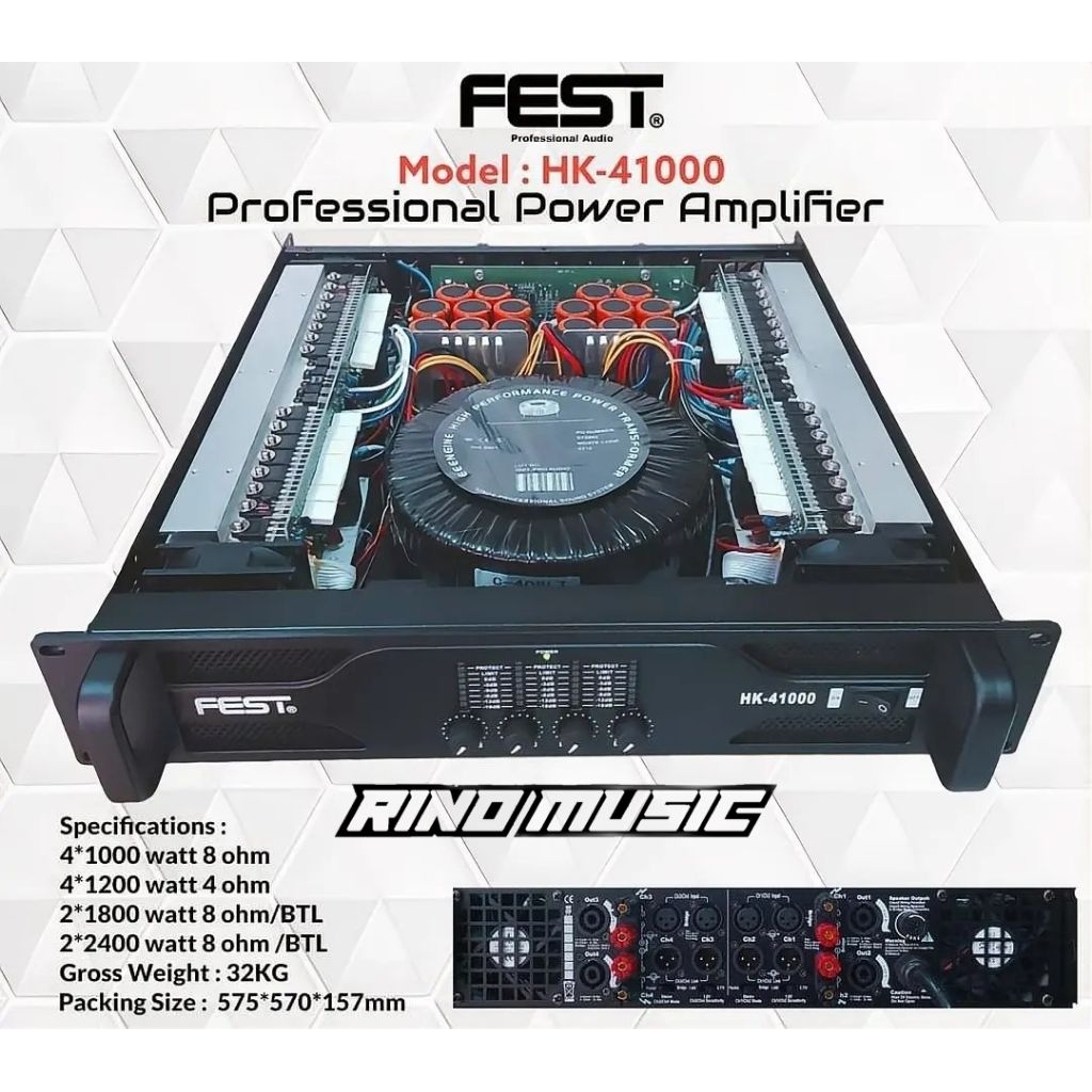 Power Amplifier FEST HK 41000 - Power 4 Chanel Fest Hk 41000