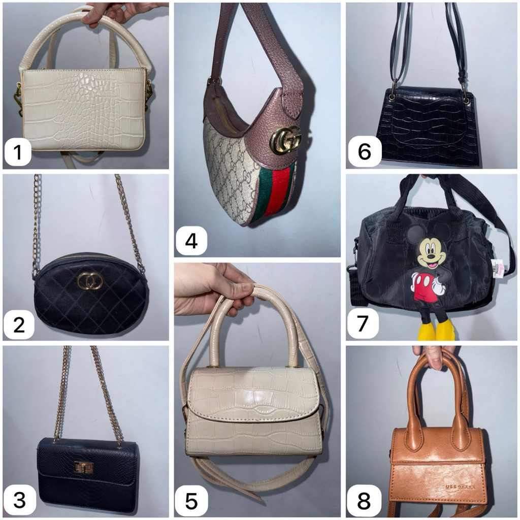 aneka tas preloved bags tas selempang hitam gucci ophidia mini half moon hobo bag shoulder bag gucci