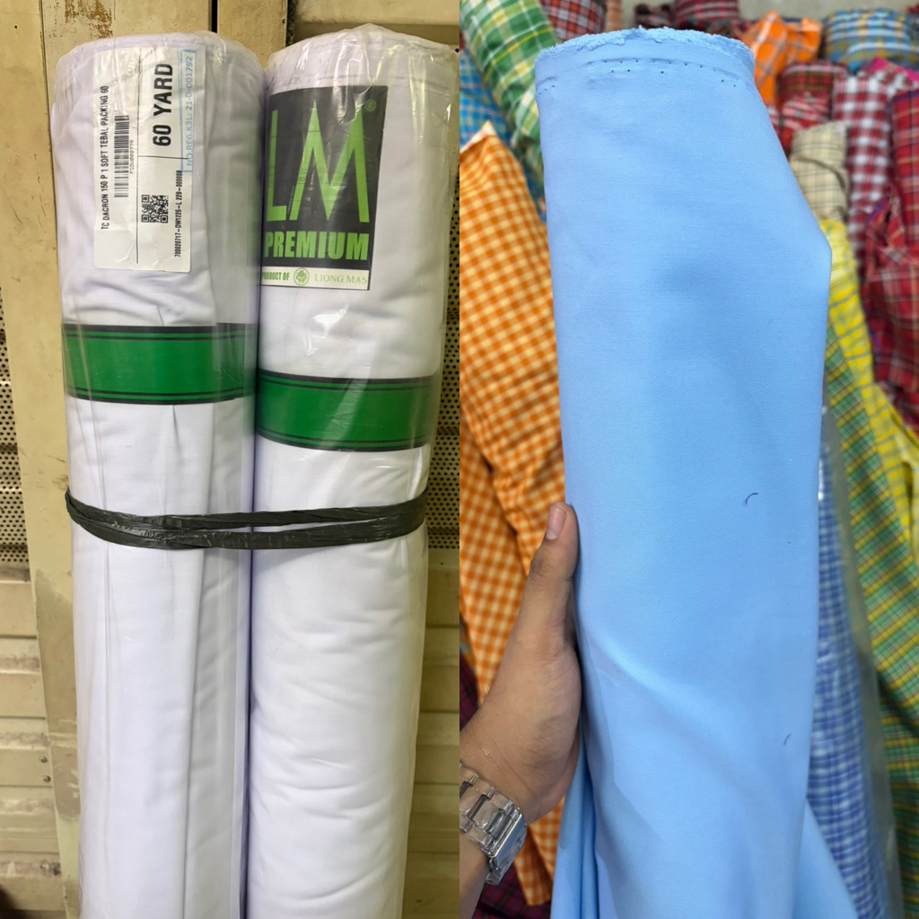 PER METER Kain Katun TC Diamond / Kain Putih Seragam Sekolah / Kain Seragam Putih Premium