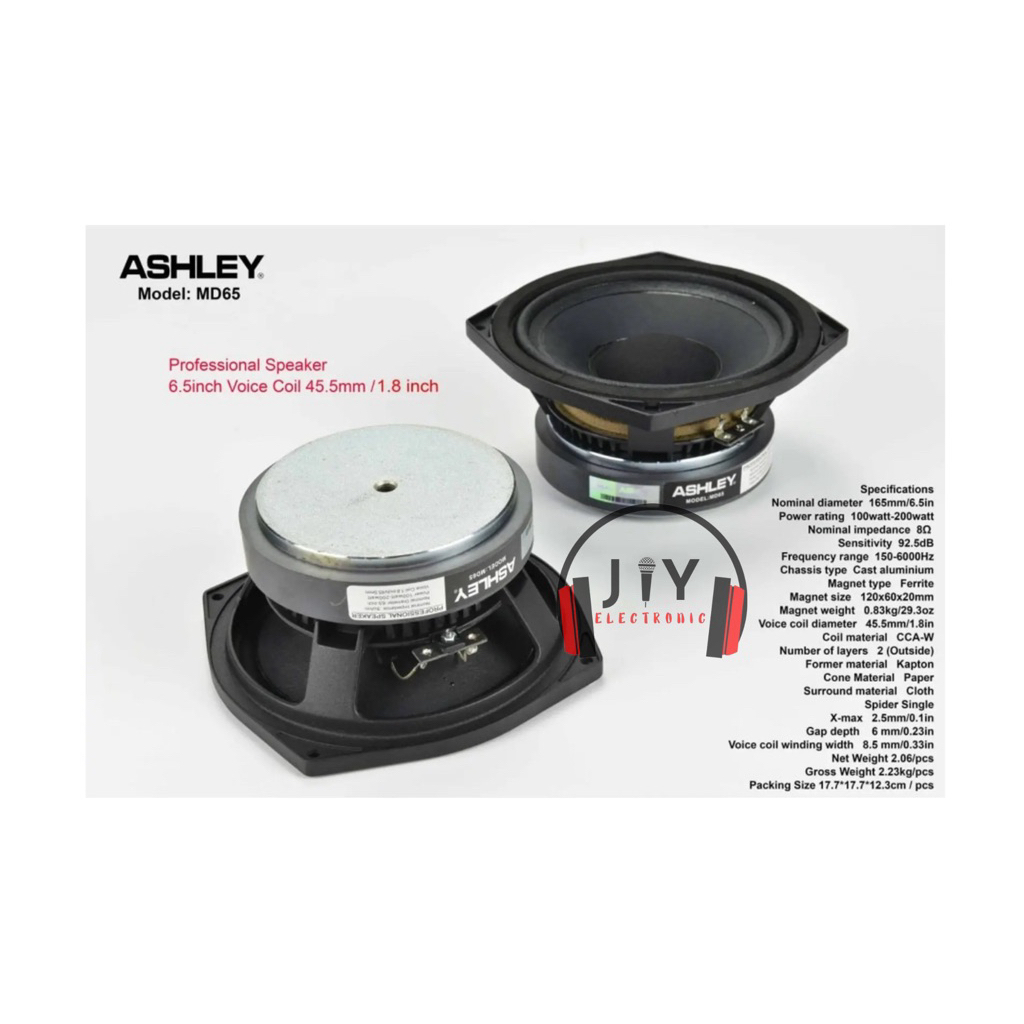 Speaker Komponen Ashley 6.5 inch MD65 MD-65 MD 65 Original