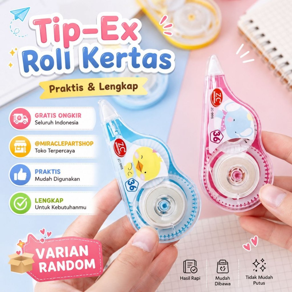 Tip-Ex Roll Correction / Penghapus Tipex Besar / Tip Ex Kertas / Tipex Kertas / Tipe X Roll