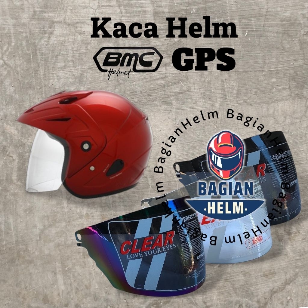 BAGIANHELM Kaca Helm BMC GPS Visor Helmet BMC GPS Pelangi Bening Hitam