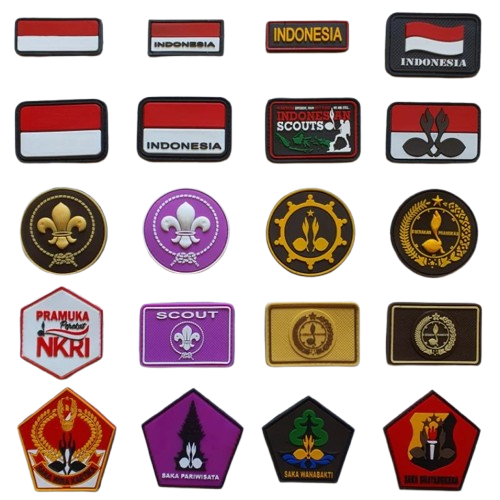 patch rubber logo pramuka/wosm/scout/rescue/rubber patch pramuka/tempelan emblem karet
