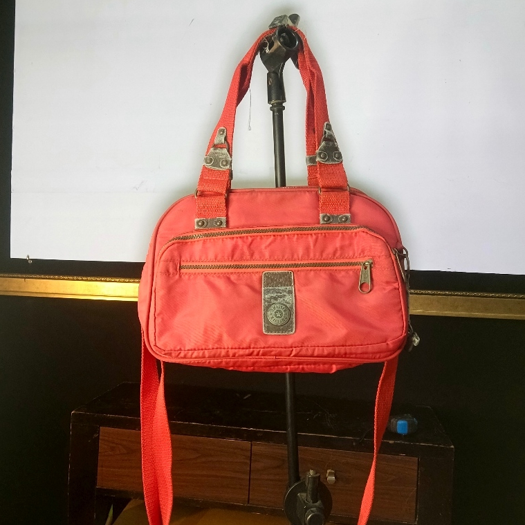 Kipling Original Handbag Nylon Merah 34 cm – Tas Wanita Multifungsi Shoulder Bag Preloved
