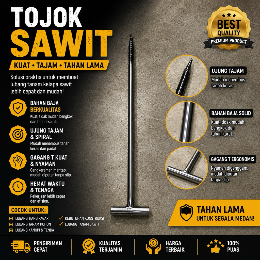 Tojok sawit Malaysia kuat kokoh tahan lama tidak mudah patah