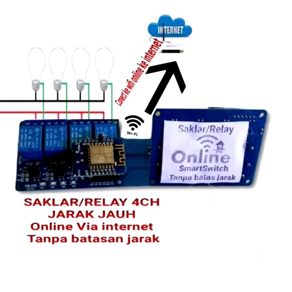 SMART HOME SAKLAR  ONLINE/OFFLINE VIA WEB DAN APK ANDROID/IOS Saklar Jarak Jauh Tanpa Batasan Jarak 