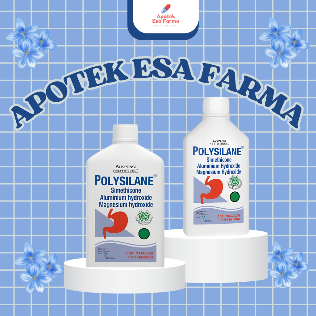 Polysilane Syrup Botol - Mengurangi Gejala Asam Lambung, Gastritis, Tukak Lambung
