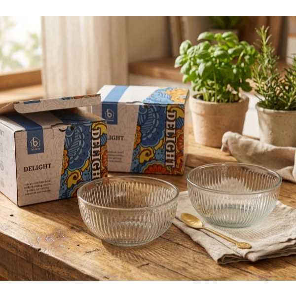 Mangkok Kaca Ansika Delight Bowl Premium Tebal Isi 2 Pcs - Paket Hampers/Souvernir