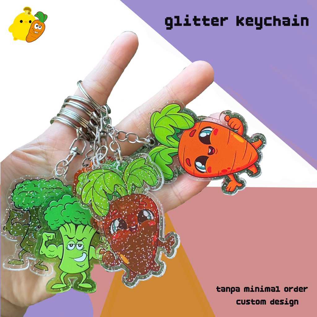 glitter keychain custom <bukan laminasi> / keychain custom glitter