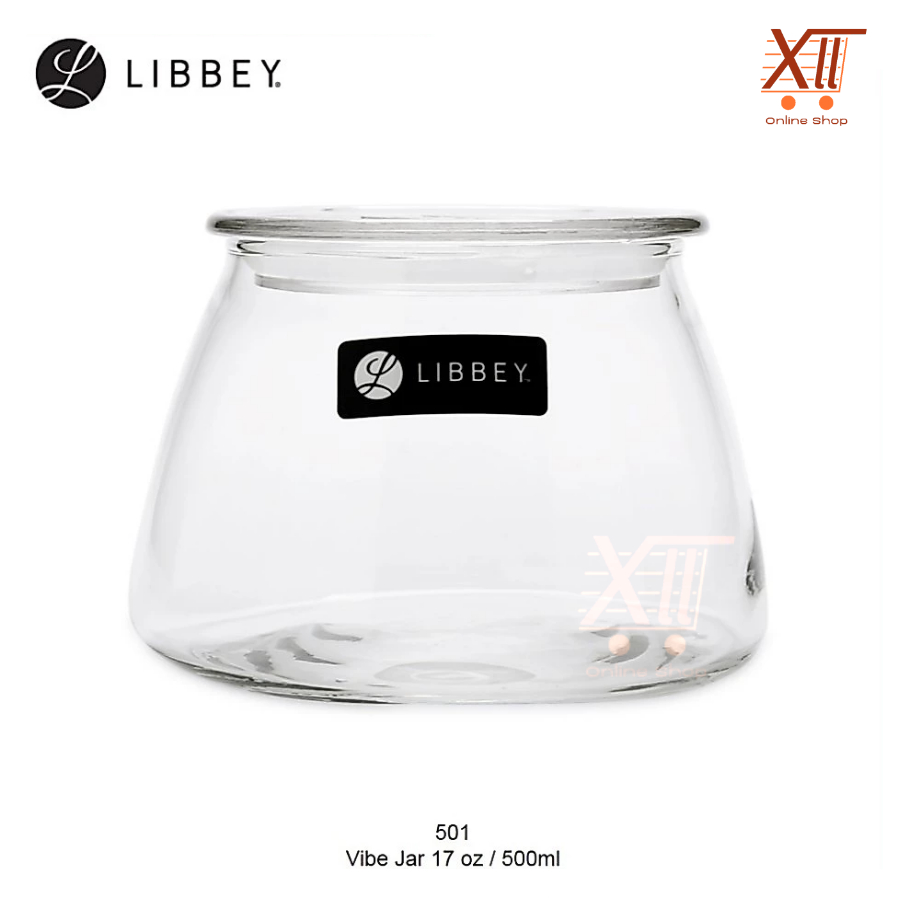 LIBBEY 501 ViBE GLASS JAR WITH VACUUM LID 500 ml Toples Kaca Clear Transparant 17 Oz