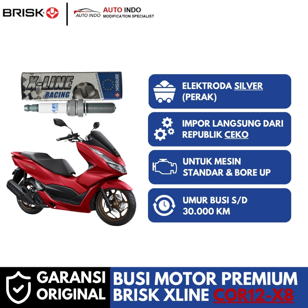 Busi Motor Brisk Xline COR12-X8 untuk Honda PCX160 | Garansi Ori BRISK
