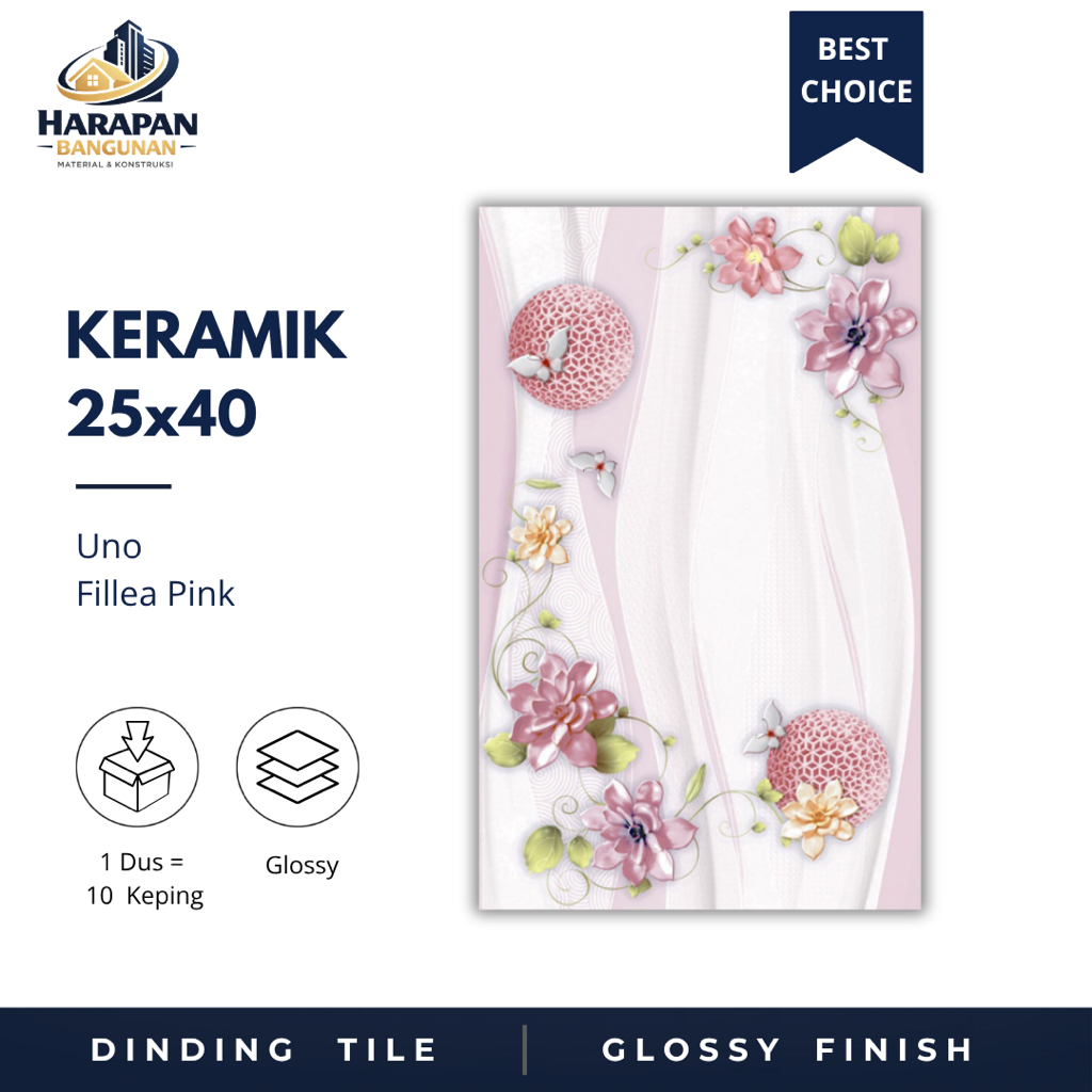 Keramik Dinding 25x40 Uno Fillea Pink Keramik Kamar Mandi 25 x 40