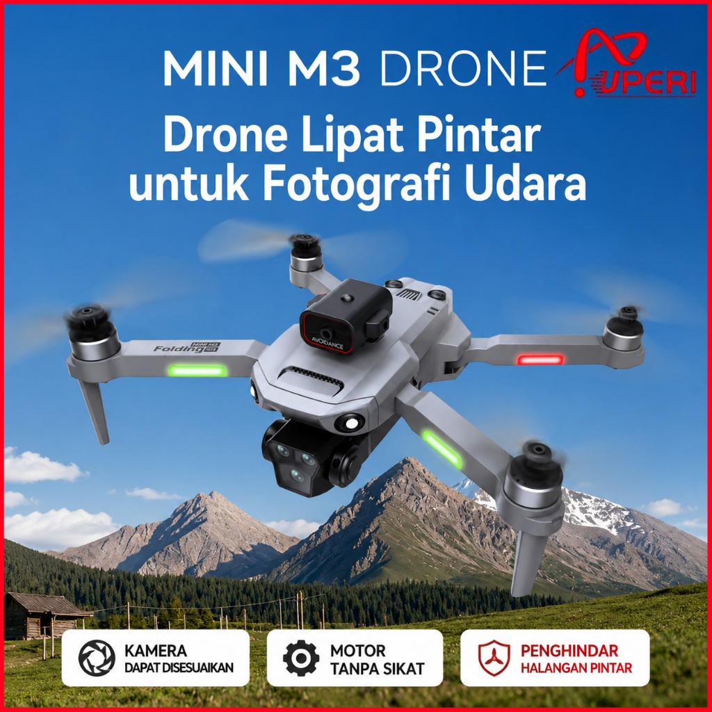 Drone M3 4K HD Dual Kamera Brushless Motor FPV Jarak 2KM Terbang 20 Menit 2000mAh