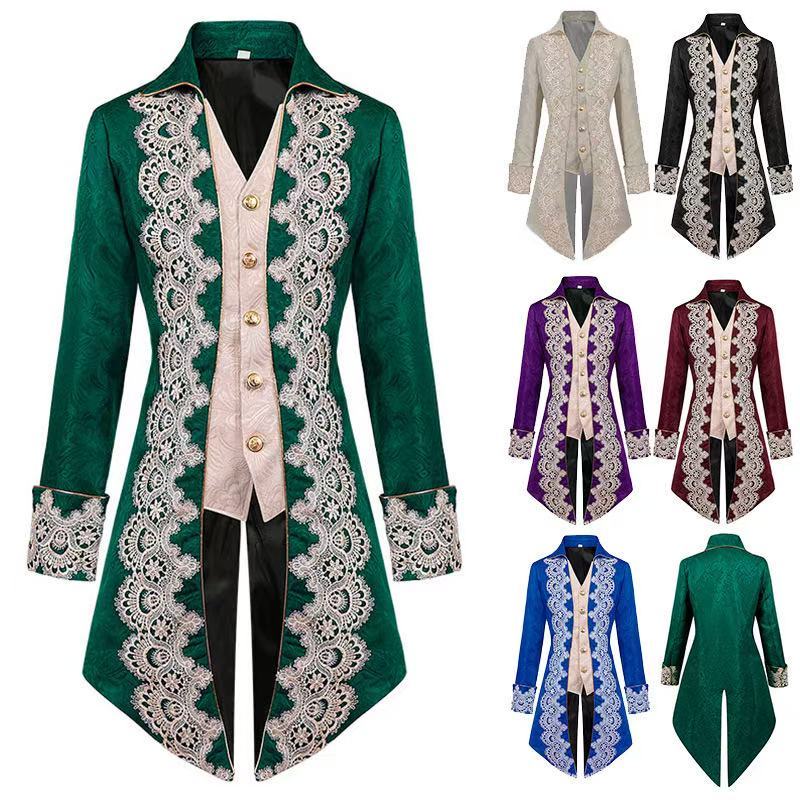 New men's mid length punk jacket Gothic Victorian era frock jacket