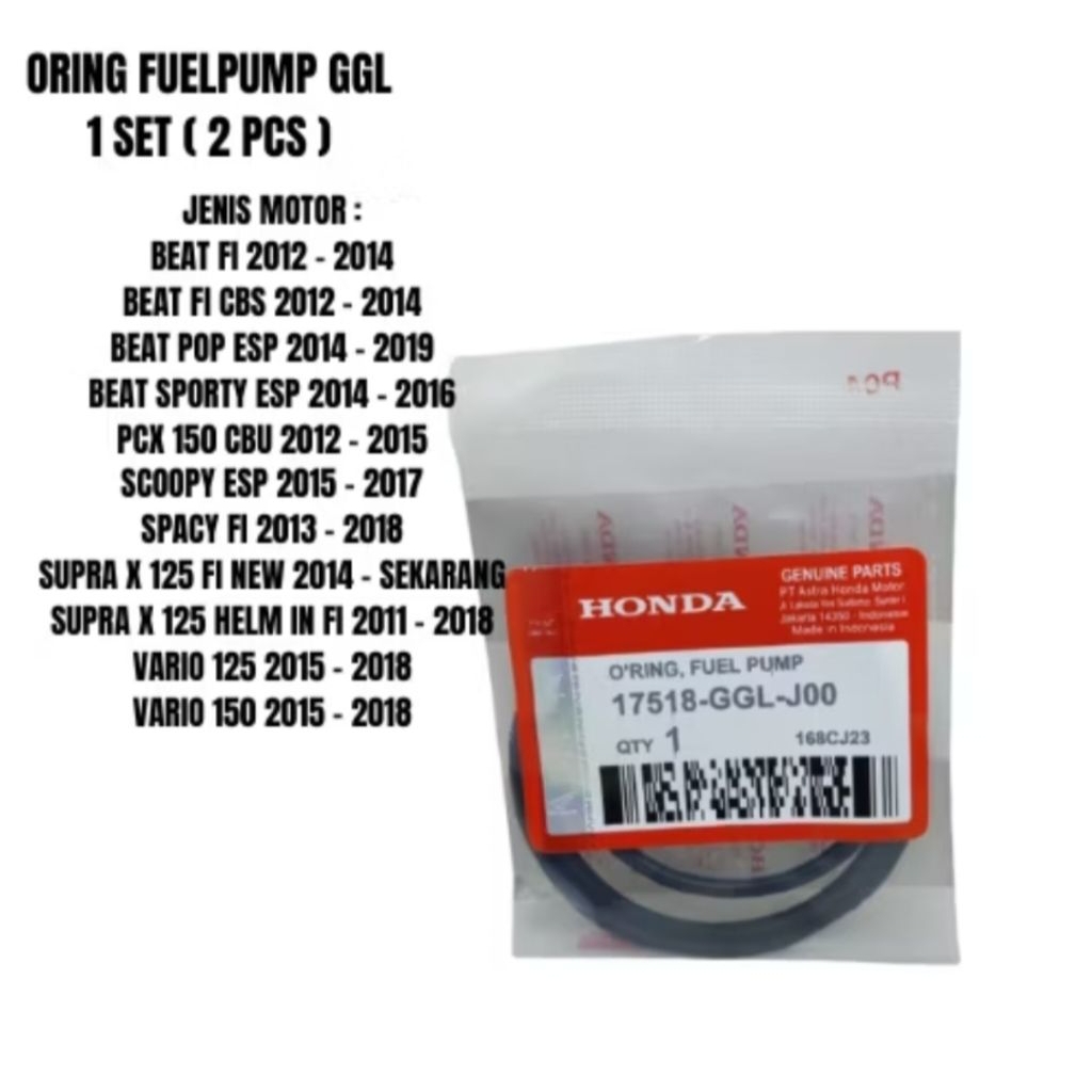 O-Ring Fuel Pump Honda 17518-GGL-J00, Tahan Lama & Kompatibel