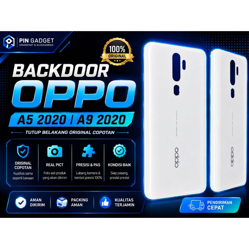 Backdoor OPPO A5 2020 / A9 2020 Putih Original Bekas Copotan Ori Real Pict