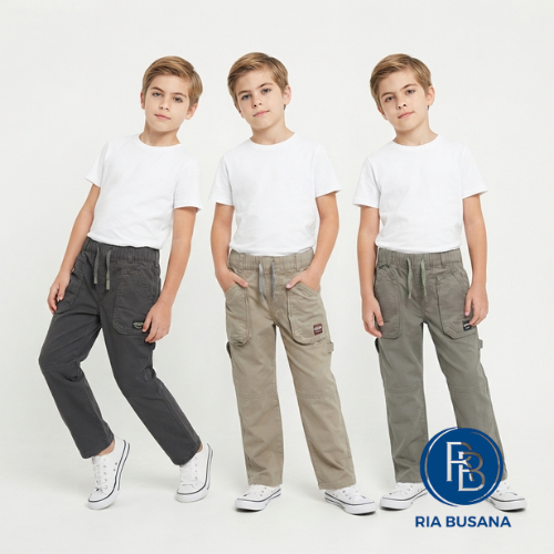 Ria Busana - Bombi - Celana Panjang Anak Pria Skena Baggy Pants Lebar Gombrong Katun Art. BPSE00103B