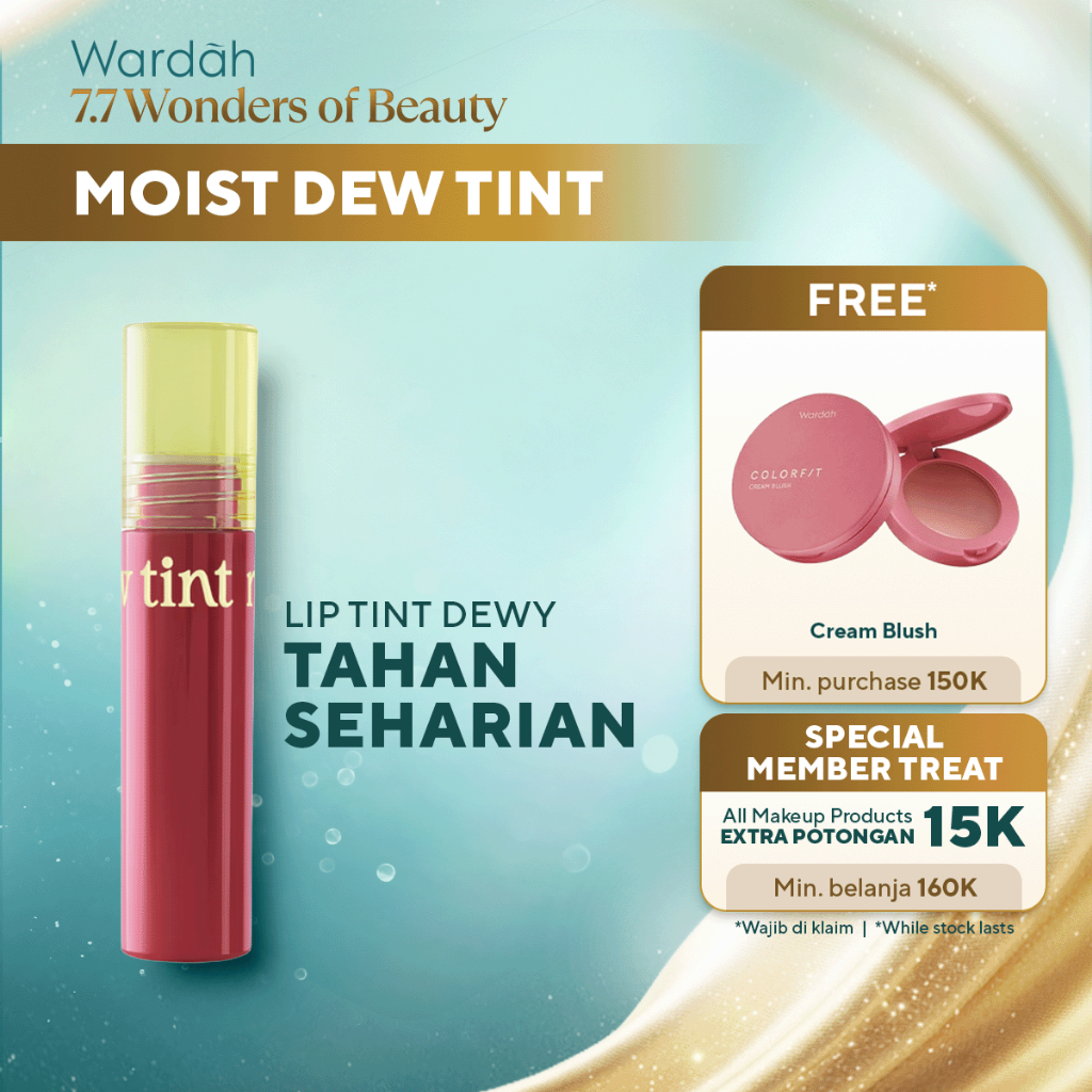 WARDAH Lip Tint Moist Dew Tint 3 g - Bibir Lembab - Tahan 24 Jam - Liptint Lip Stain Lipgloss Lip Ma