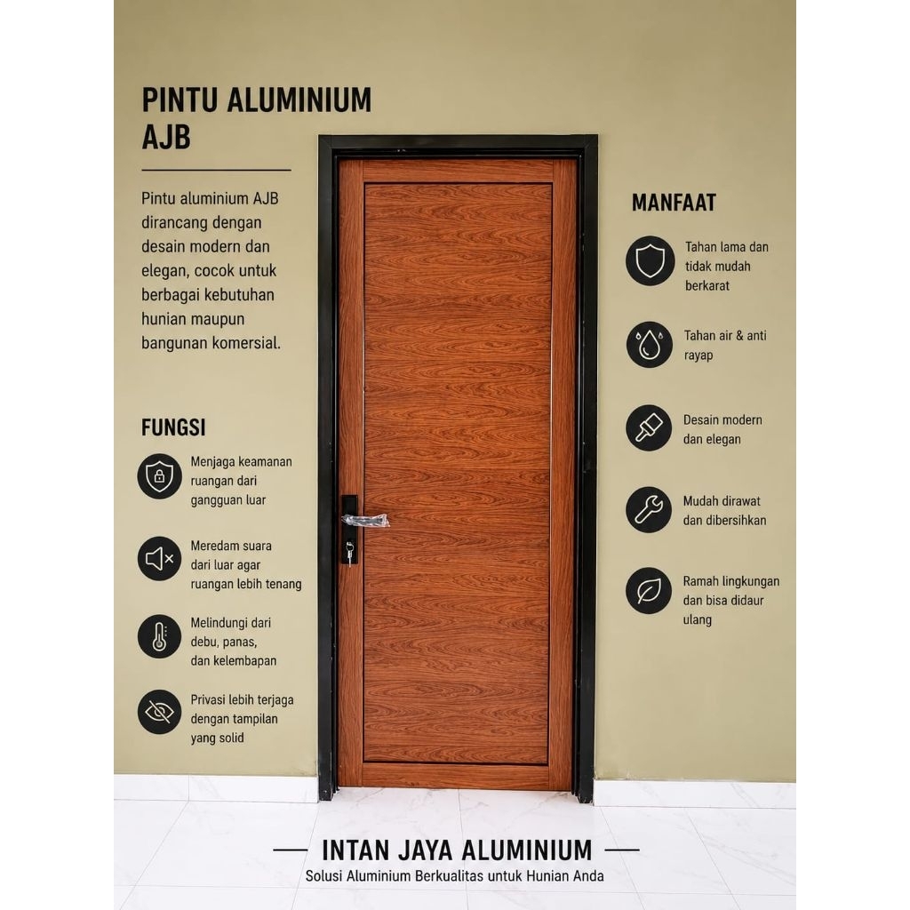 PINTU ALUMINIUM ACP URAT KAYU