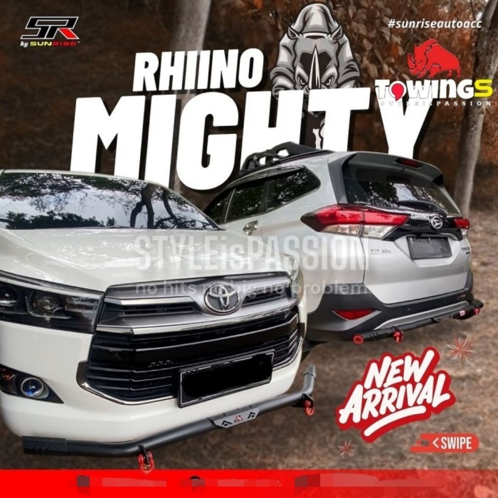 Towing Bumper Bulat Rhino Mighty Rush Terios Innova Reborn Zenix 2025 Fortuner GR Sport All New Fort