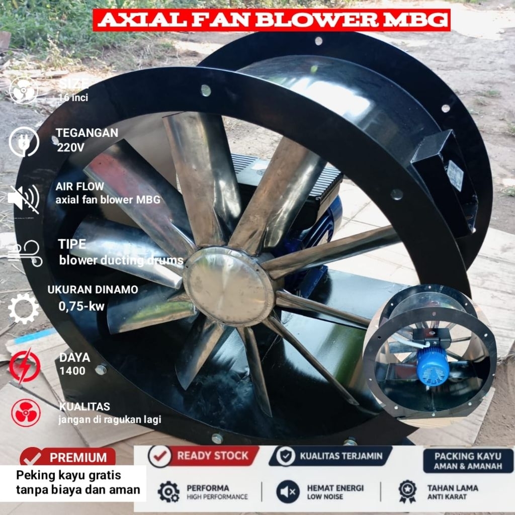 Axial Fan 16 Inch 0.75Kw 220Volt 1400Rpm - Blower Axial Fan 16"