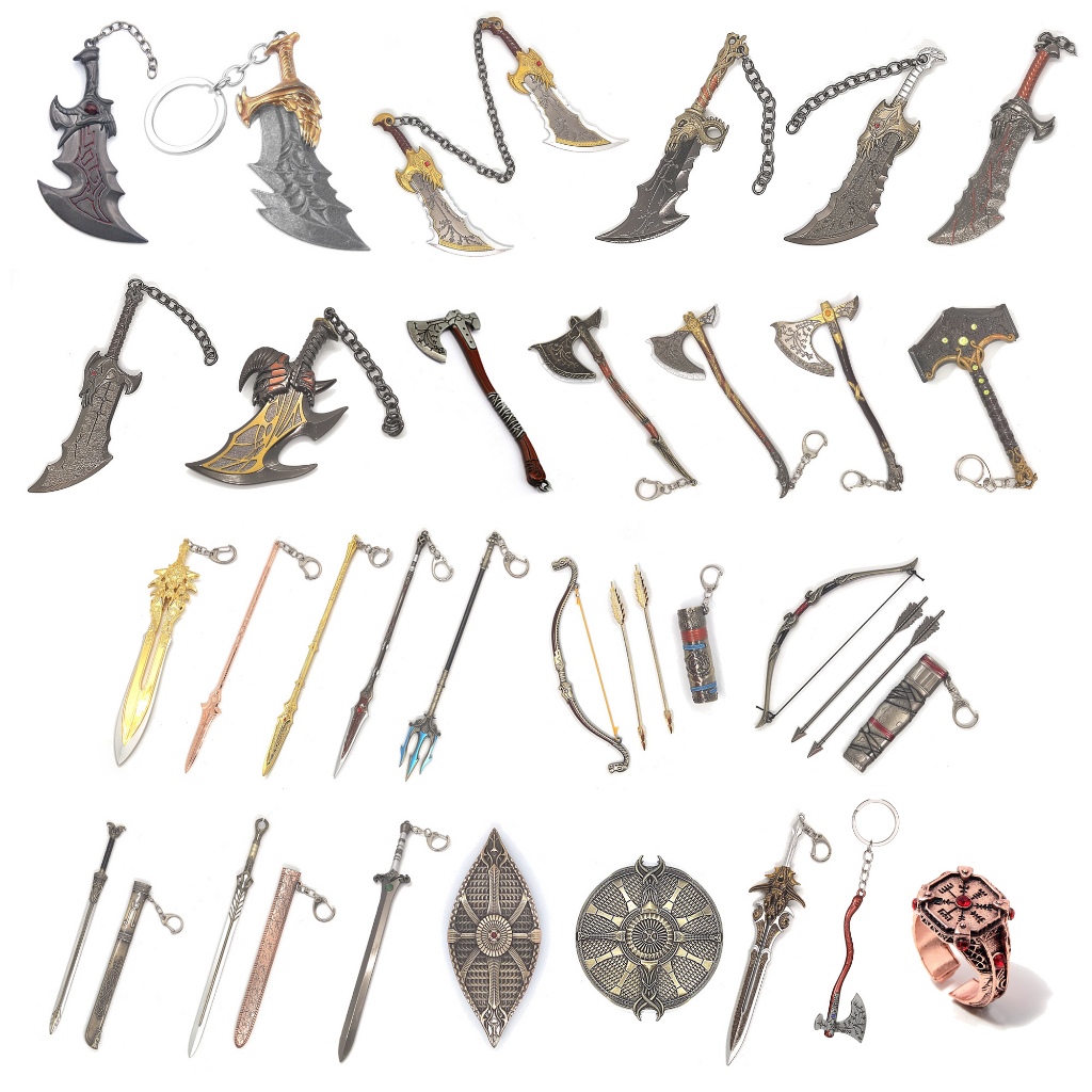 Keychain gantungan kunci game god of war weapon kratos axe leviathan