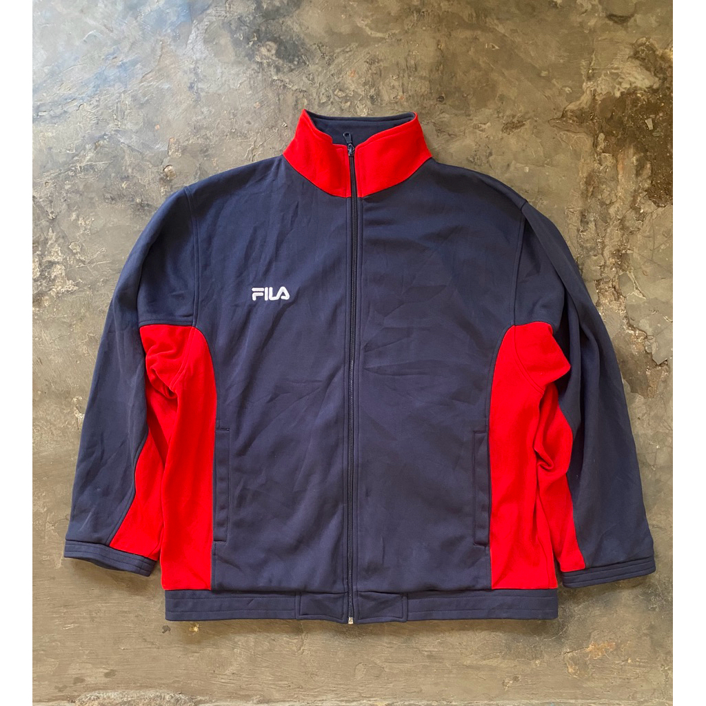 Jaket Tracktop Fila Original Vintage Casual Navy Merah