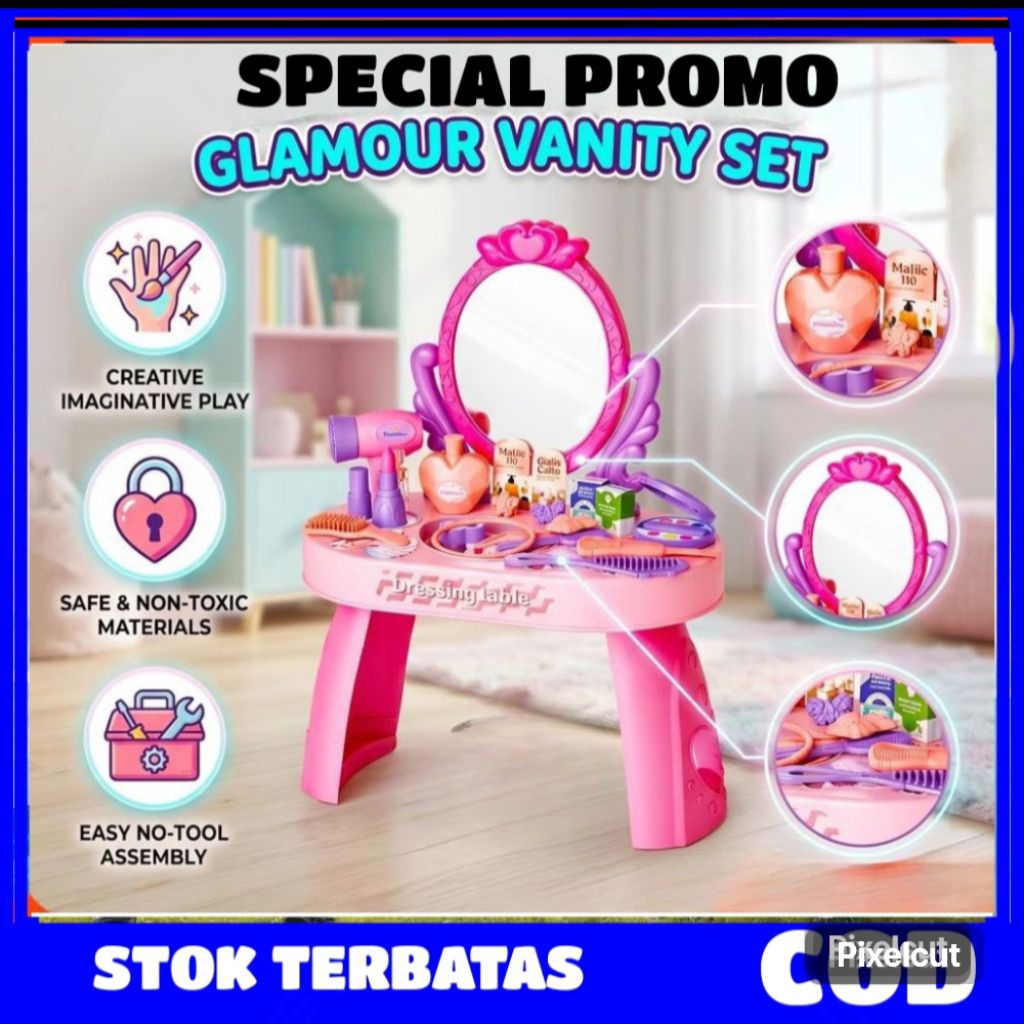 30PCS DRESSING TABLE MAKE UP 9222 Mainan Alat Makeup Meja Rias Anak Perempua/mainan make up anak per