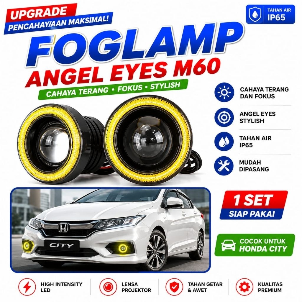Foglamp Projector Mobil Angel Eyes 89MM Toyota Innova Avanza Fortuner Daihatsu Xenia