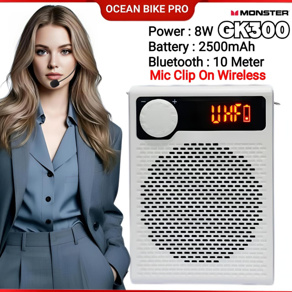 OCEANBIKEPRO Speaker Pinggang Megaphone Mic Clip On Wireless Pengeras Suara GK300