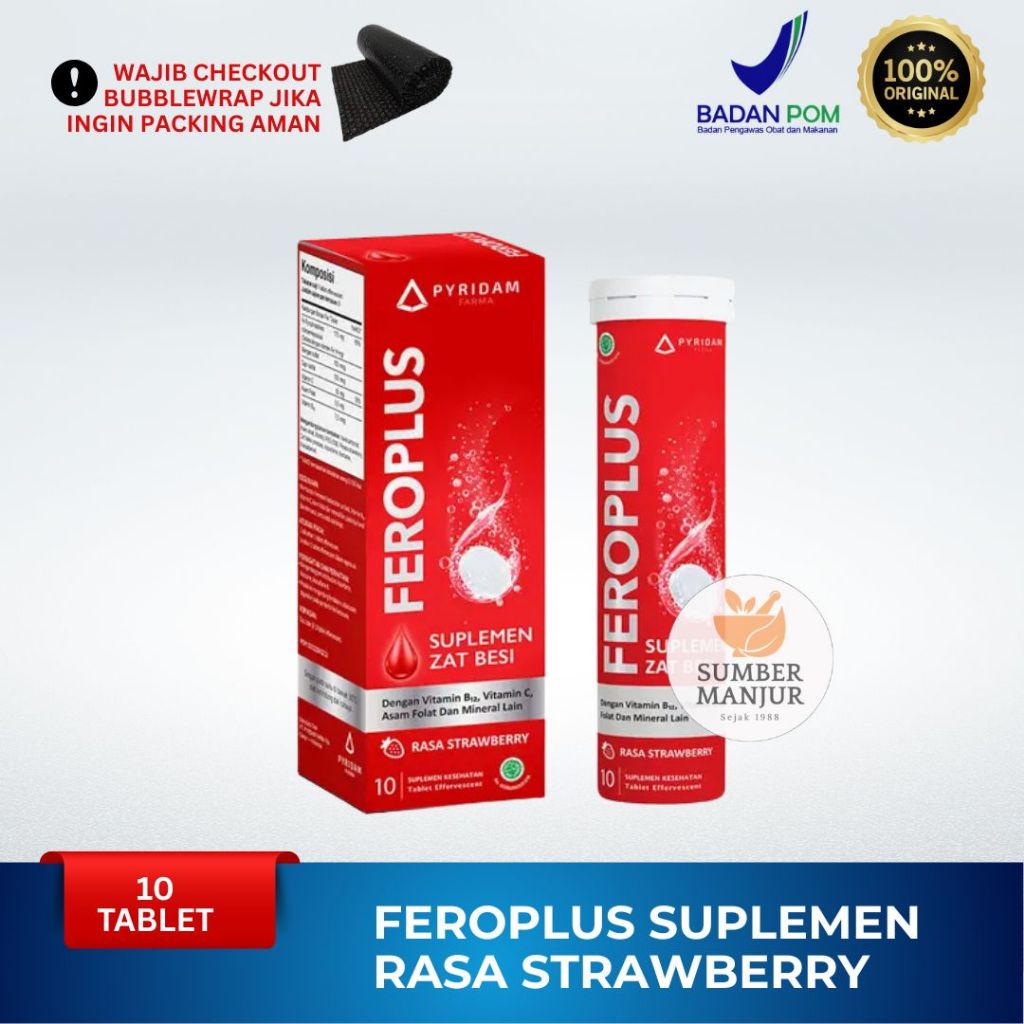 FEROPLUS STRAWBERRY ISI 10 TABLET - SUPLEMEN ZAT BESI