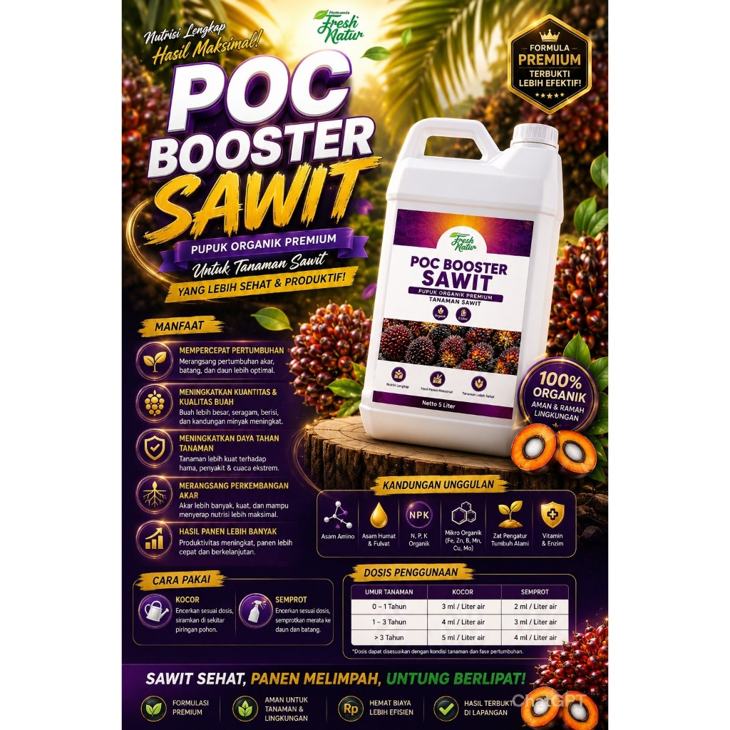 Pupuk Organik Cair POC Booster Sawit 5 Liter - Meningkatkan Hasil Panen
