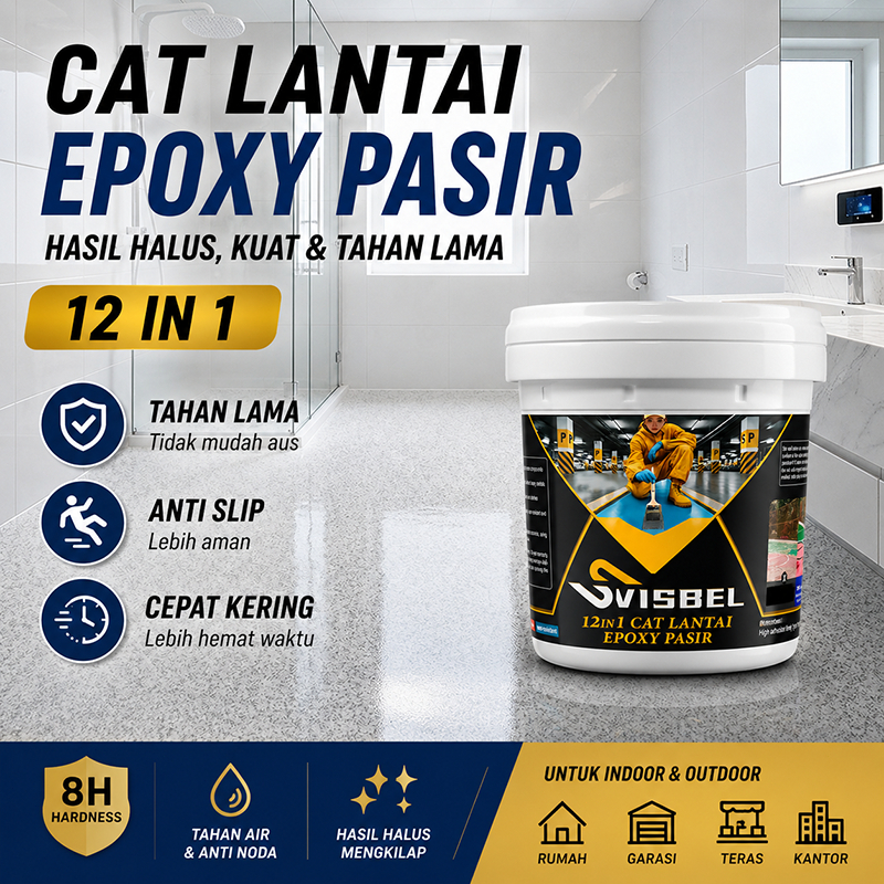 Cat Epoxy Pasir Warna Granit Untuk Lantai Beton Anti Licin Hasil Mengkilap Mudah Aplikasi
