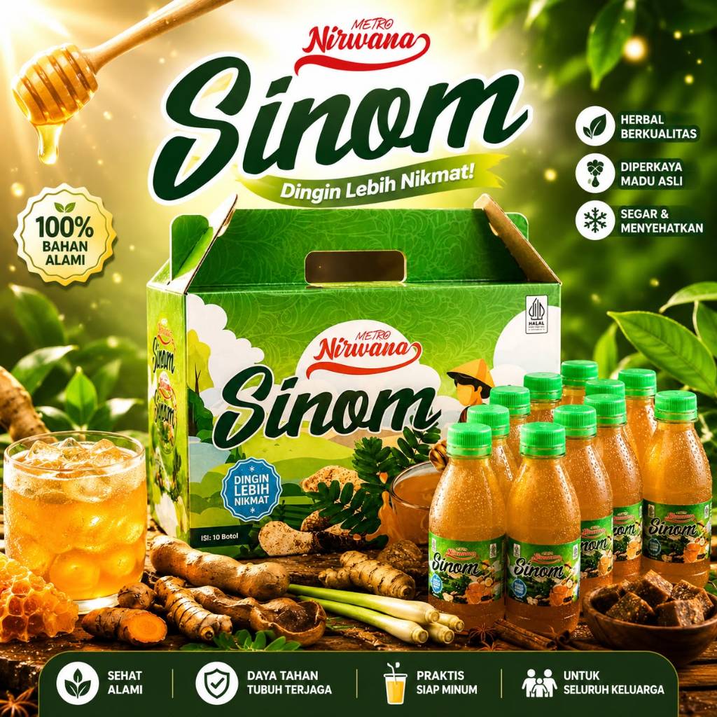 Minuman Herbal Tradisional Jamu Sinom Asem Madu Nirwana Alami 350 ml,500ml ,1 L, 1Dus