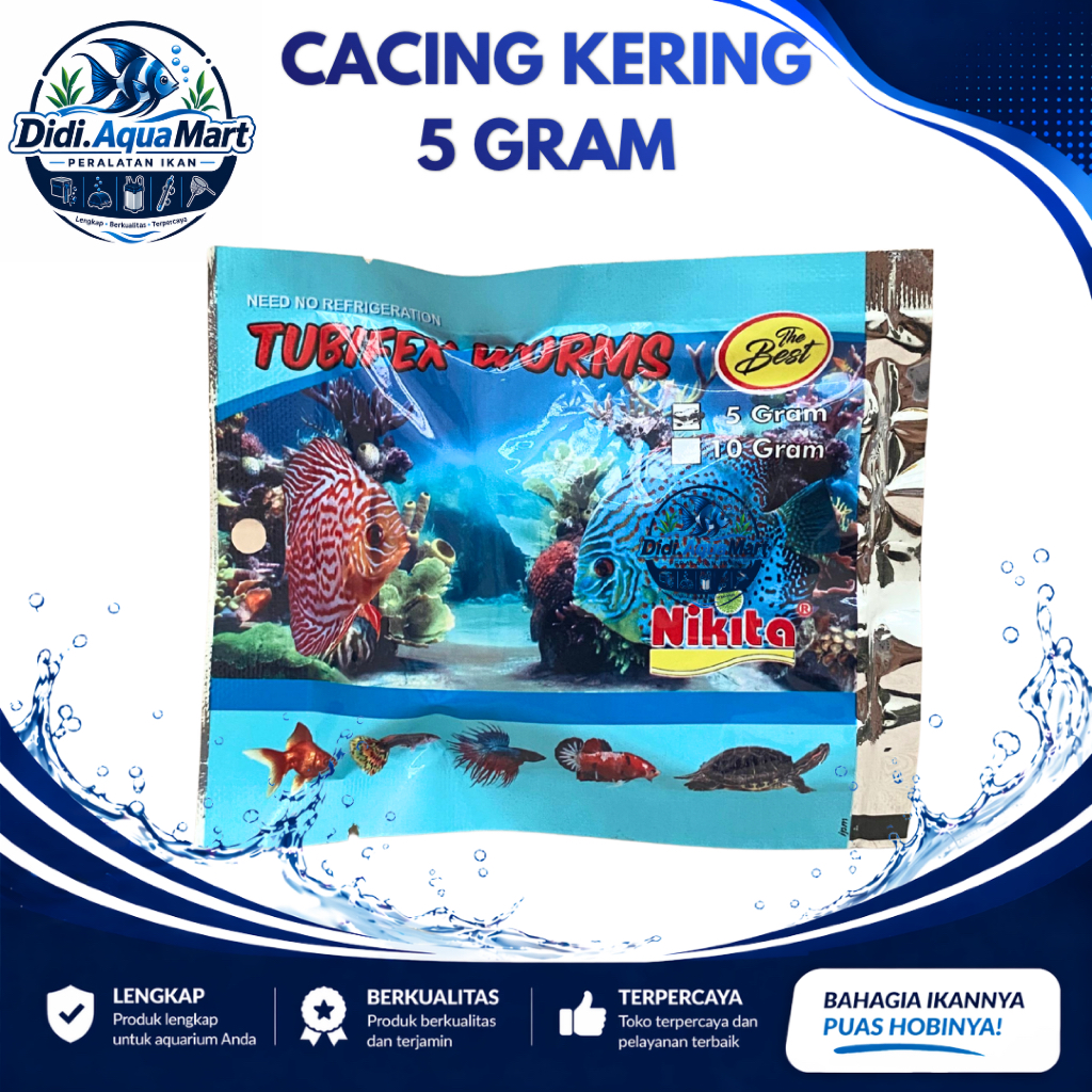 Nikita Cacing Kering Tubifex Worms 5Gr Cacing Sutra Kering Pakan  Ikan Cacing Kering Mananan Ikan