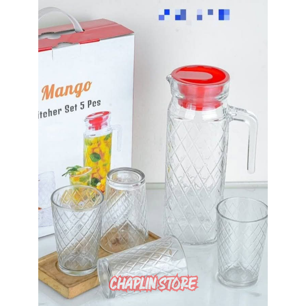SET TEKO MANGO KACA - 1  TEKO + 4 GELAS