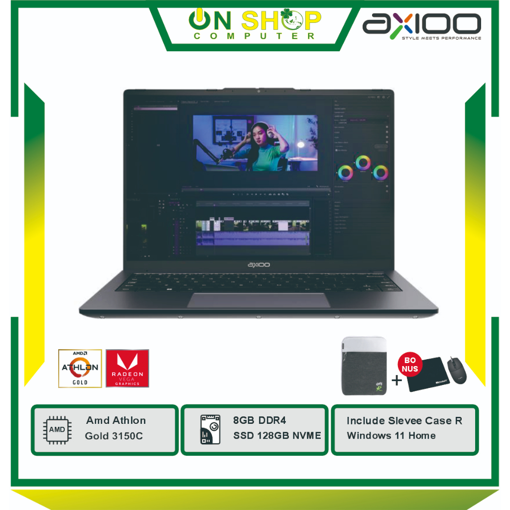 AXIOO HYPE AMD X1 AMD Athlon Gold 3150C RAM 8GB 128GB Windows 11 Midnight Black