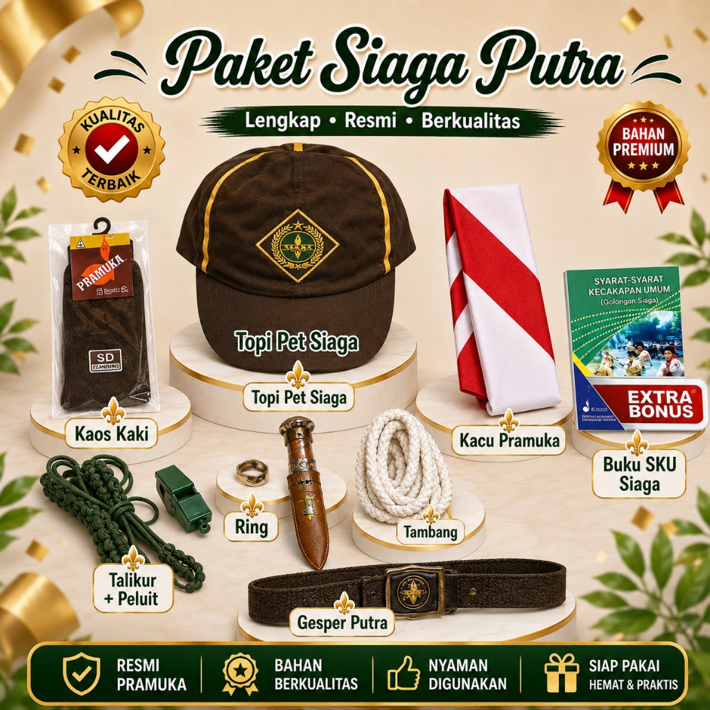 Atribut Perlengkapan Pramuka Paket Atribut Pramuka Siaga Putra SD Kelas 1-3 Lengkap