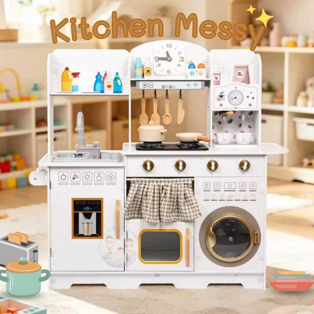 GINGERINFANT KItchen messy keluar air kitchen set mainan dapur anak mainan masak masak anak kayu