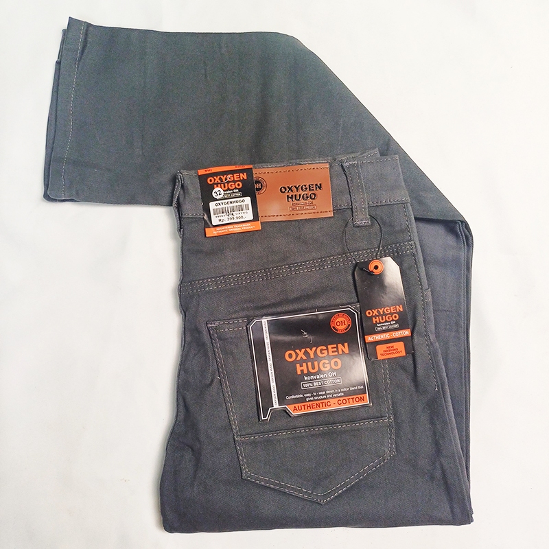 Celana Panjang Oxygen Hugo 100% Cotton Warna Abu Abu / Celana Oxygen Pria Original