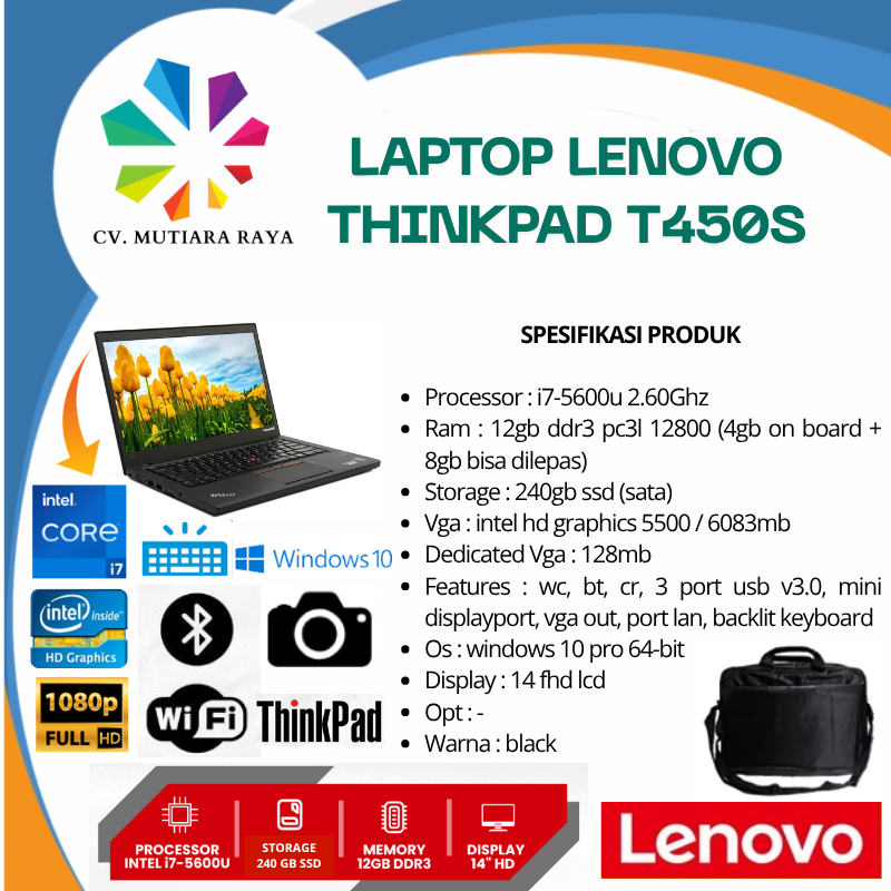 LAPTOP LENOVO THINKPAD T450S i7-5600U