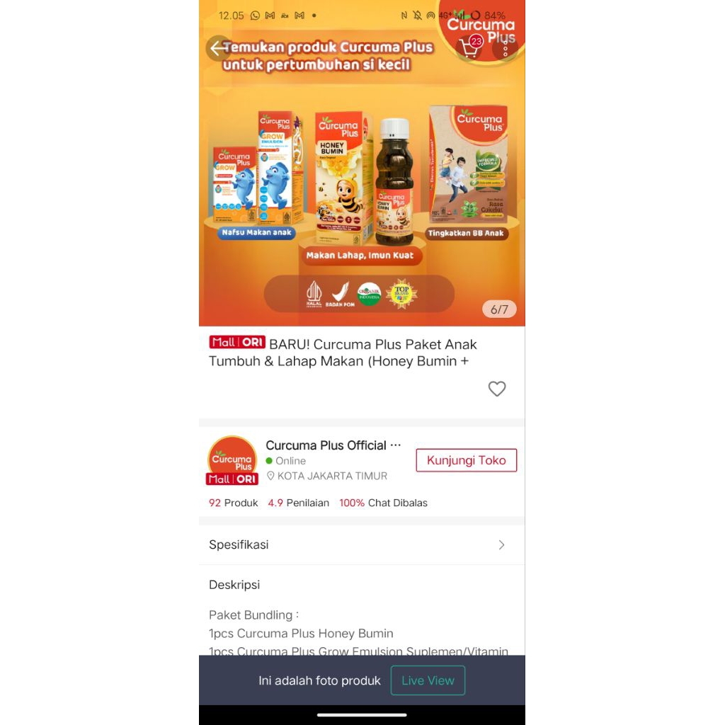 Curcuma plus + grow penambah nafsu makan anak murah