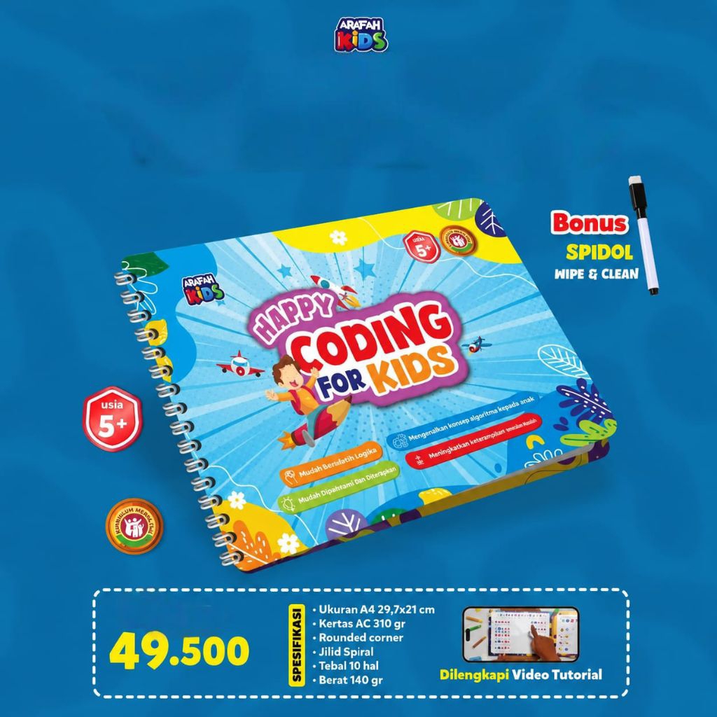 Happy Coding For Kids -Arafah Kids-PQS-/Buku Coding Anak/Buku Stimulus Anak/Buku Anak Belajar Coding
