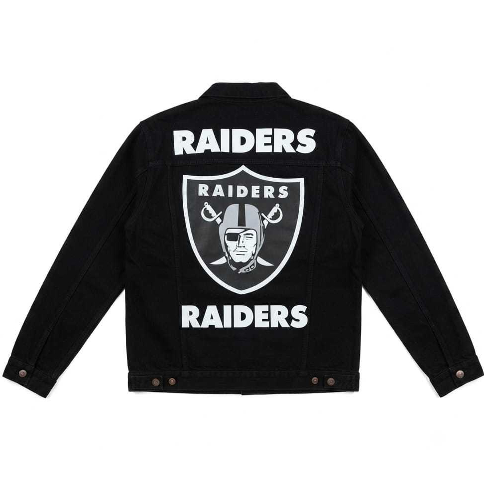 Jaket Denim Custom Streetwear Raiders Jaket Jeans Pria Wanita Oversize