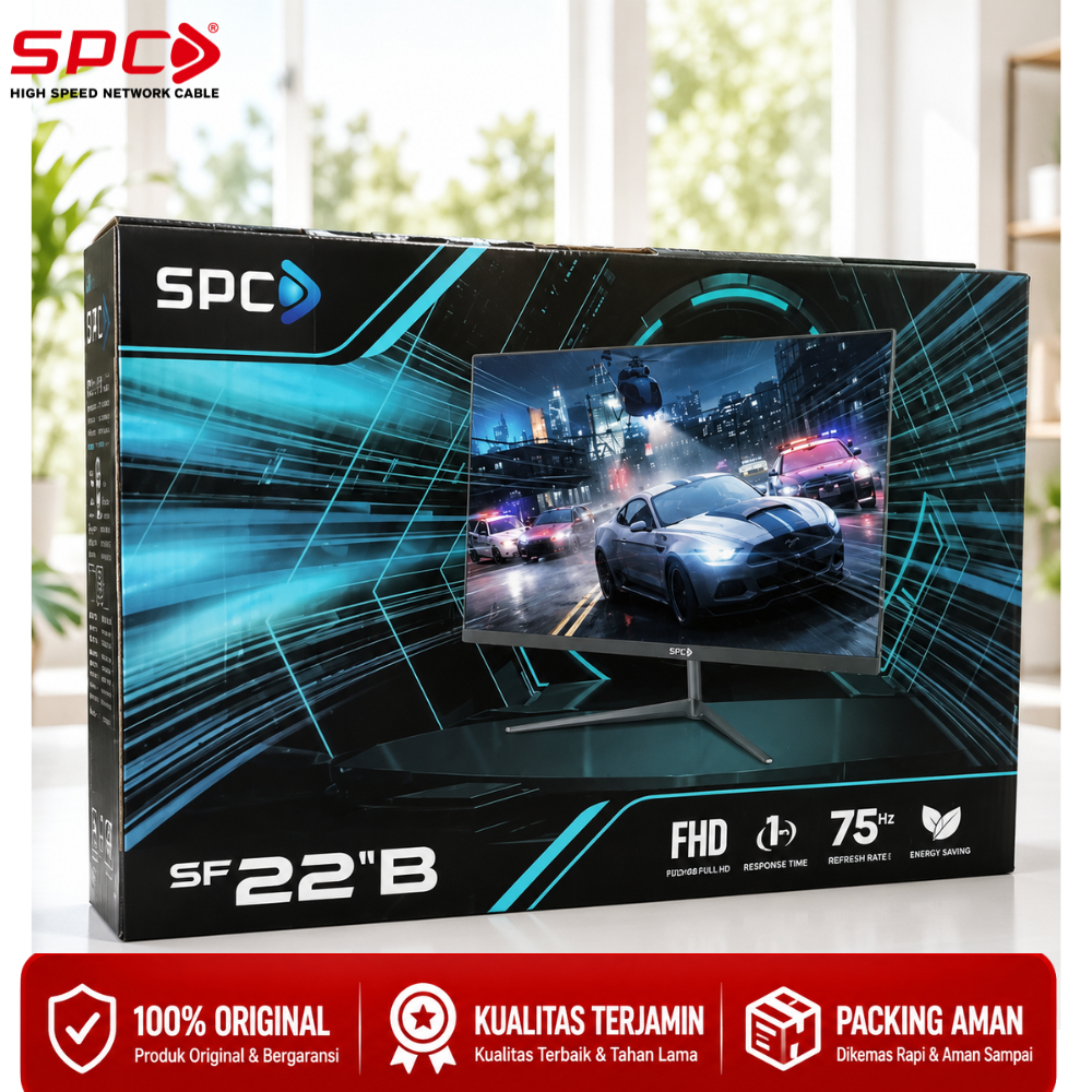 SPC Monitor LED Gaming 22 Inch Full HD 75Hz Monitor PC Komputer HDMI VGA Original