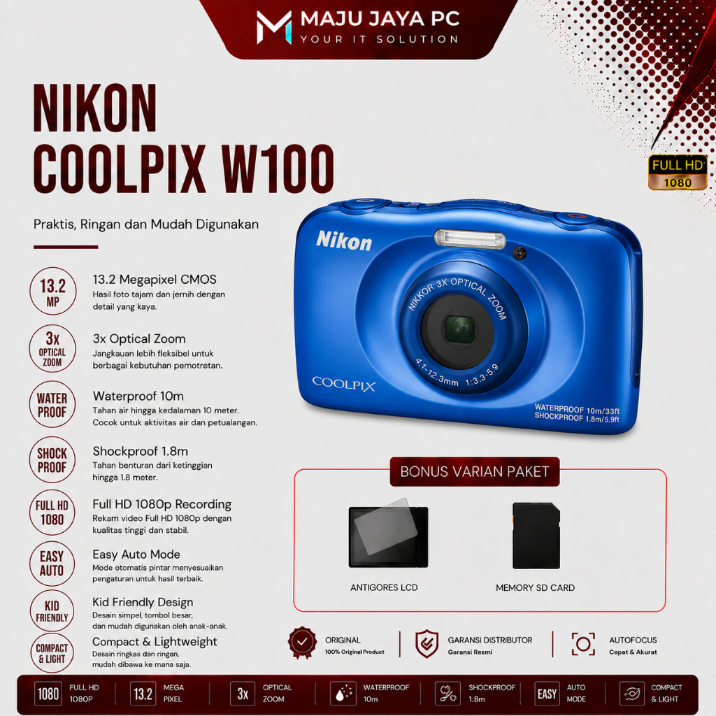 NIKON COOLPIX W100 UNDERWATER CAMERA