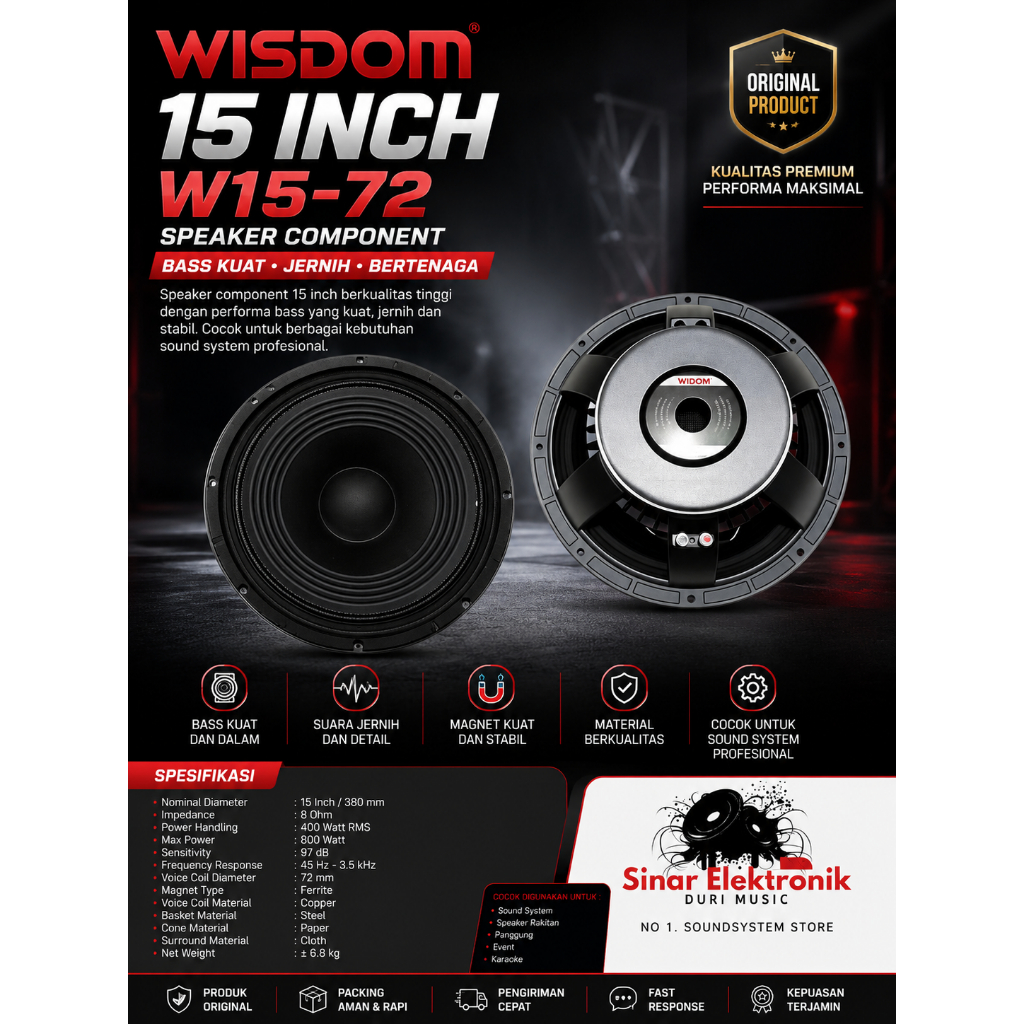 SPEAKER WISDOM 15 INCH W15-72